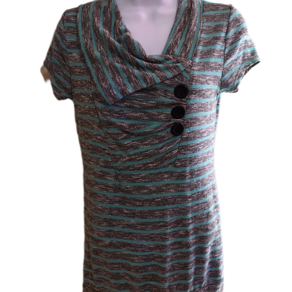 Striped Gray and Teal Women's Top